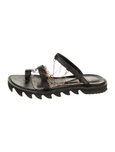 Pre-owned Sacai Leather Chain-link Accents Sandals In Black