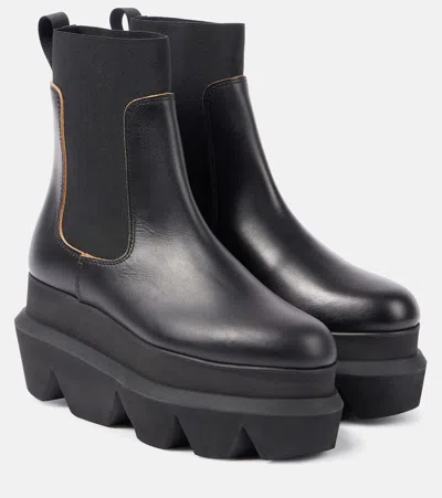 Sacai Black Leather Chelsea Boots In 001 Black