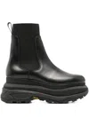 Sacai Black Leather Chelsea Boots In Black
