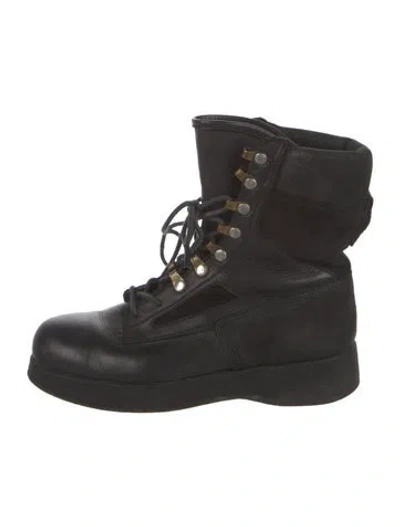Pre-owned Sacai Leather Combat Boots In Black