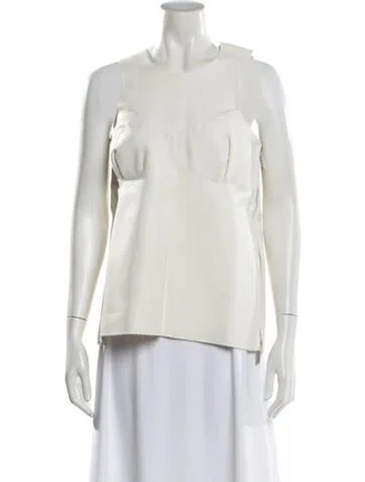 Pre-owned Sacai Leather Crew Neck Top W/ Tags In White