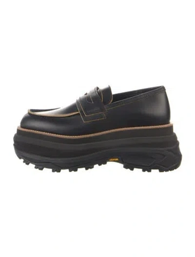 Pre-owned Sacai Leather Loafers In Black