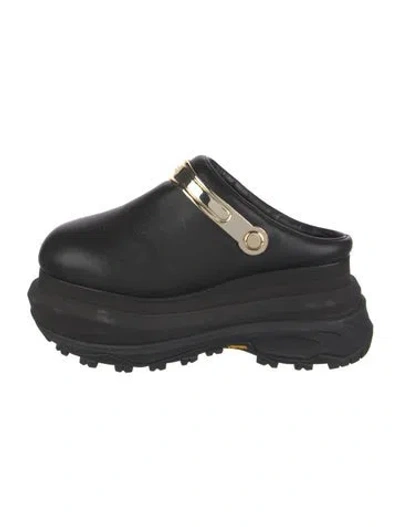 Pre-owned Sacai Leather Mules In Black
