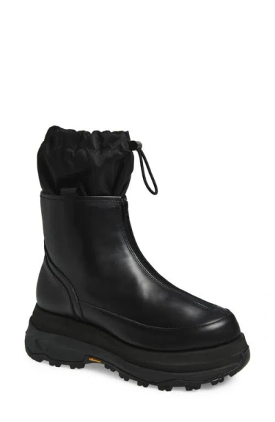 Sacai Leather Platform Boot In Black