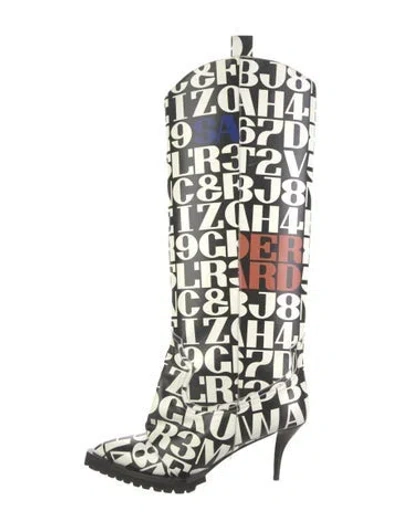 Pre-owned Sacai Leather Printed Boots In Multi