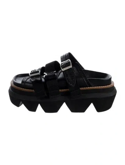 Pre-owned Sacai Leather Slides In Black
