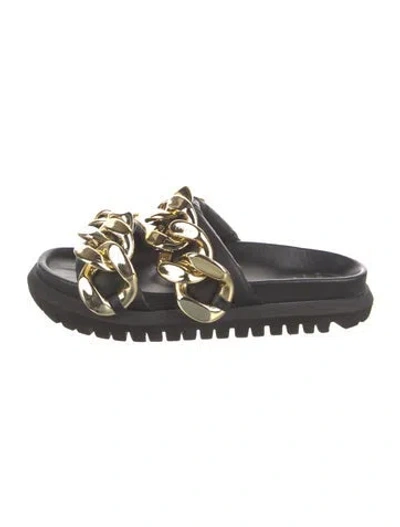 Pre-owned Sacai Leather Slides In Black