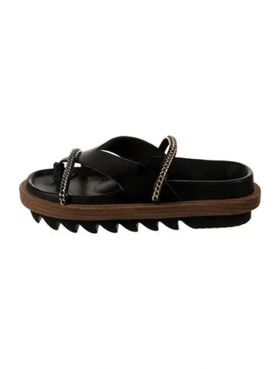 Pre-owned Sacai Leather Slides In Black