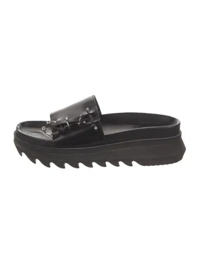 Pre-owned Sacai Leather Slides In Black