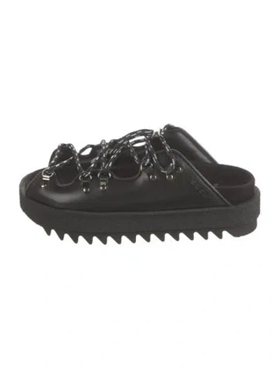 Pre-owned Sacai Leather Slides In Black
