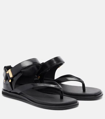 Sacai Leather Thong Sandals In Black