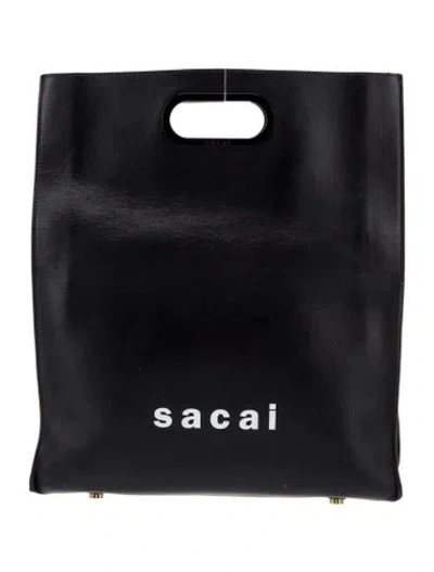 Pre-owned Sacai Leather Top Handle Bag In Black
