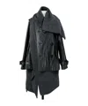 Sacai Leather X Wool Knit Jacket In Gray