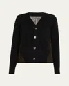Sacai Leopard Print Back Knit Button Down Cardigan In Brown X Black