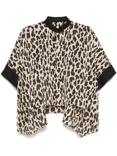 Sacai Leopard-print Blouse In Brown