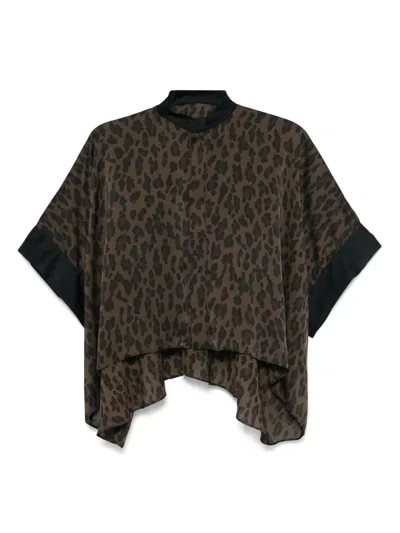 Sacai Bluse Mit Leoparden-print In Braun