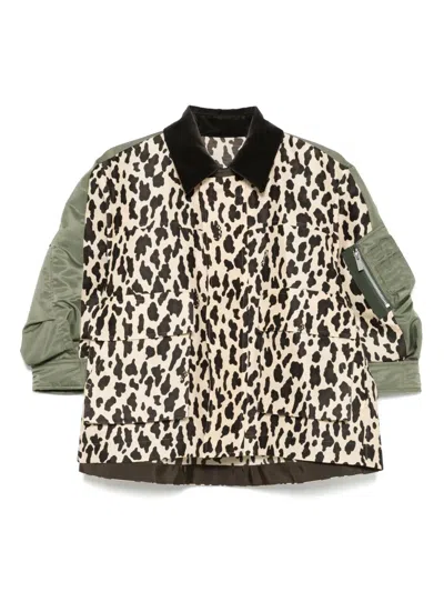 SACAI LEOPARD-PRINT BOMBER JACKET
