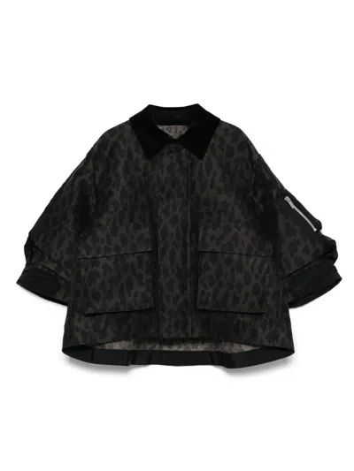 Sacai Leopard-print Jacket In Brown