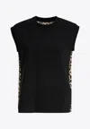 Sacai Leopard Print Knitted Top In Black