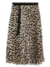 Sacai Asymmetrical Leopard Print Skirt With Adjustable Belt In Neutrals