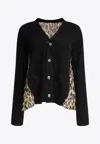 Sacai Leopard Print X Knit Cardigan Knitwear Black In Black