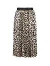 Sacai Asymmetrical Leopard Print Skirt With Adjustable Belt In Beige
