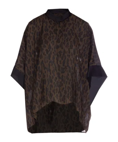 Sacai Leopard Print Shirt In Black