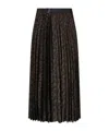 Sacai Pleated Leopard Print Satin Midi Skirt In Black