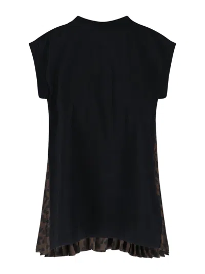 Sacai Leopard Print T-shirt In Brown