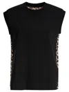 Sacai Leopard Print Knitted Top In Black
