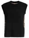 Sacai Leopard Print Knitted Top In Black