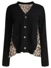 Sacai Leopard Print X Knit Cardigan