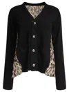 Sacai Leopard Print X Knit Cardigan