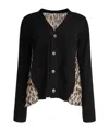 Sacai Leopard Print X Knit Cardigan Knitwear Black In Black