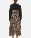 Sacai Wool And Leopard-print Crepe De Chine Midi Dress In Beige