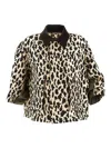 Sacai Leopard Print Zip Blouson In Beige