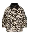 Sacai Short Jackets With Collared Neck And Animal Print In Black