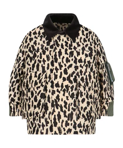 SACAI SACAI LEOPARD PRINTED TWILL JACKET