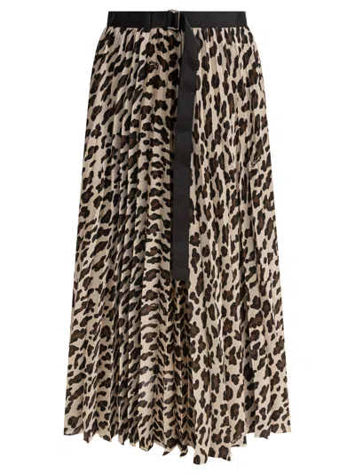 Sacai Leopard Skirt Skirts Beige In Neutral