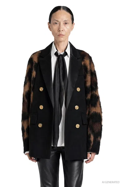 Sacai Leopard Wool Knit Cardigan In Beige