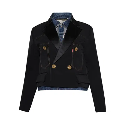 Pre-owned Sacai Levi's Denim X Matelasse Twill Jacket 'black' | Women's Size 1