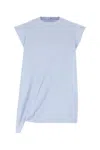Sacai Embroidered Poplin Top In Light Blue