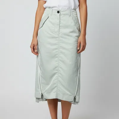 Pre-owned Sacai Light Sage Green Nylon Zip Detail Pleated Midi Skirt L