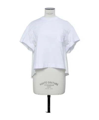 Sacai Light Weight Denim X Cotton Jersey T-shirt In White