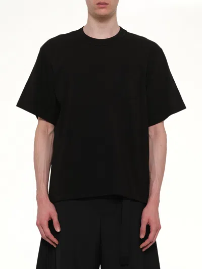 Sacai Light Weight Denim X Cotton Jersey T-shirt In Black