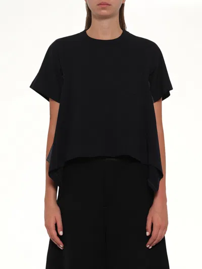 Sacai Light Weight Denim X Cotton Jersey T-shirt In Black