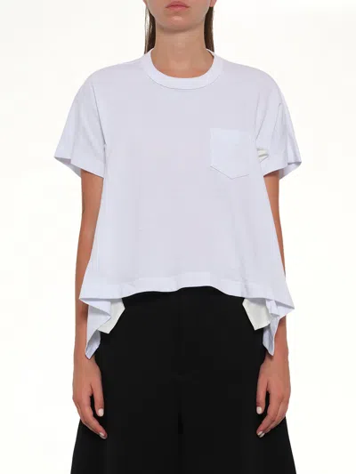 Sacai Light Weight Denim X Cotton Jersey T-shirt In White