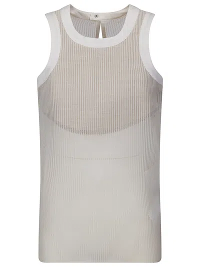 Sacai Lightweight Chiffon Tank With Semi-sheer Texture And Relaxed Fit In White