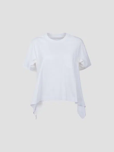 Sacai Lightweight Denim & Cotton Tee In White