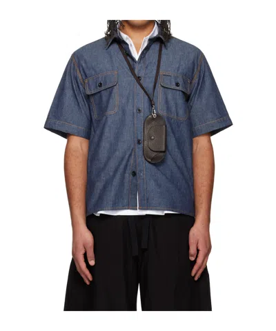 Sacai Lightweight Short-sleeved Denim Shirt In Blue